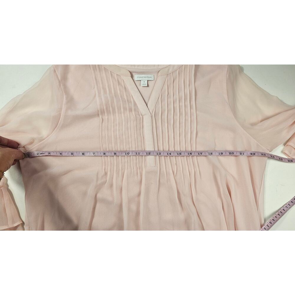 Charter club light pink peasant chiffon split neck sz XL career casual old money - Picture 7 of 8